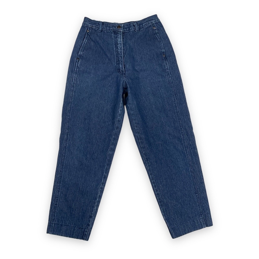 Hunters Glen Jeans Size 28x27 Blue Pinstripe High Waisted Tapered Ankle 80s VTG